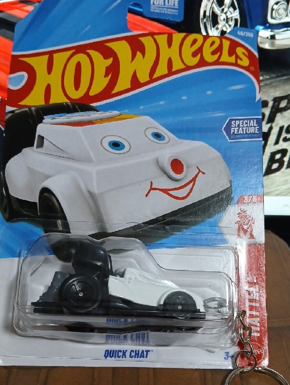 Mattel White & Black Telephone Car Keychain with Metal Chain